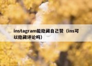 instagram能隐藏自己赞（ins可以隐藏评论吗）