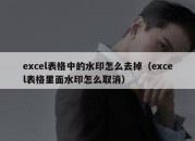 excel表格中的水印怎么去掉（excel表格里面水印怎么取消）