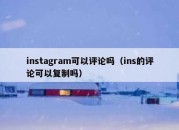 instagram可以评论吗（ins的评论可以复制吗）