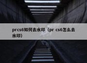 prcs6如何去水印（pr cs6怎么去水印）