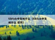 tiktok中文叫什么（tiktok中文叫什么 软件）