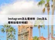 instagram怎么看掉粉（ins怎么看粉丝增长明细）