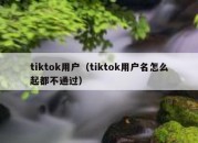 tiktok用户（tiktok用户名怎么起都不通过）