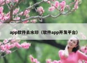 app软件去水印（软件app开发平台）