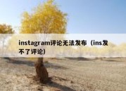 instagram评论无法发布（ins发不了评论）