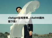 chatgpt在线使用，chat40国内版下载！