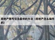 房地产账号引流最快的方法（房地产怎么操作的）