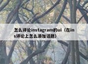 怎么评论instagram的ui（在ins评论上怎么添加话题）