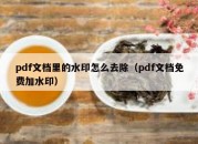 pdf文档里的水印怎么去除（pdf文档免费加水印）