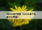 tiktok用户数量（tiktok用户数量2023数据）