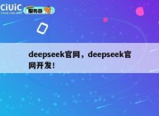 deepseek官网，deepseek官网开发！