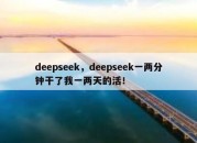 deepseek，deepseek一两分钟干了我一两天的活！