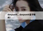 deepseek，deepseek是干嘛的！