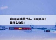 deepseek是什么，deepseek是什么功能！