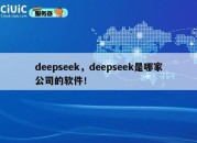 deepseek，deepseek是哪家公司的软件！