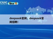 deepseek官网，deepseek官网招聘！