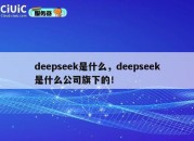 deepseek是什么，deepseek是什么公司旗下的！