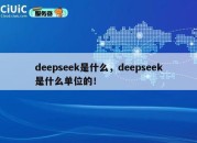 deepseek是什么，deepseek是什么单位的！