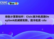 绿色计算新标杆：Ciuic液冷机房跑DeepSeek的减碳实践，液冷机房 cdu！