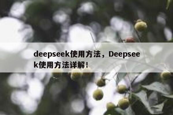 deepseek使用方法,Deepseek使用方法详解! 第1张 deepseek使用方法,Deepseek使用方法详解! 第1张