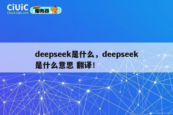 deepseek是什么，deepseek是什么意思 翻译！ 第1张