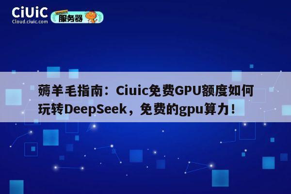 薅羊毛指南：Ciuic免费GPU额度如何玩转DeepSeek，免费的gpu算力！ 第1张