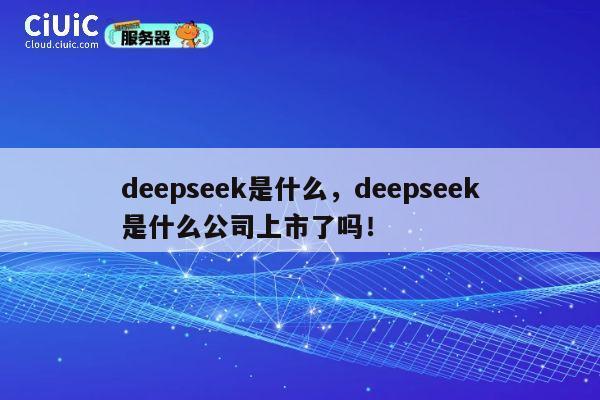 deepseek是什么，deepseek是什么公司上市了吗！ 第1张